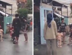 Pria Tega Pukul Istri di Depan Anak Viral