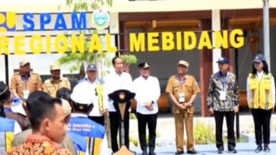 Presiden RI H Joko Widodo saat meresmikan JDU SPAM Regional Marcapada Binjai Selatan (portalswara.com/Syahril)