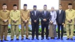 Dirut PDAM Tirta Sari Binjai Ashari,ST bersama Walikota Binjai, Sekdako Binjai, Kepala BKD Binjai, dan lainnya setelah pelantikan. (portalswara.com/Syahril)