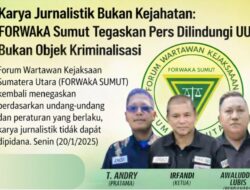 FORWAkA Sumut:  Kriminalisasi Pers Melanggar UU Pers dan Putusan Mahkamah Konstitusi